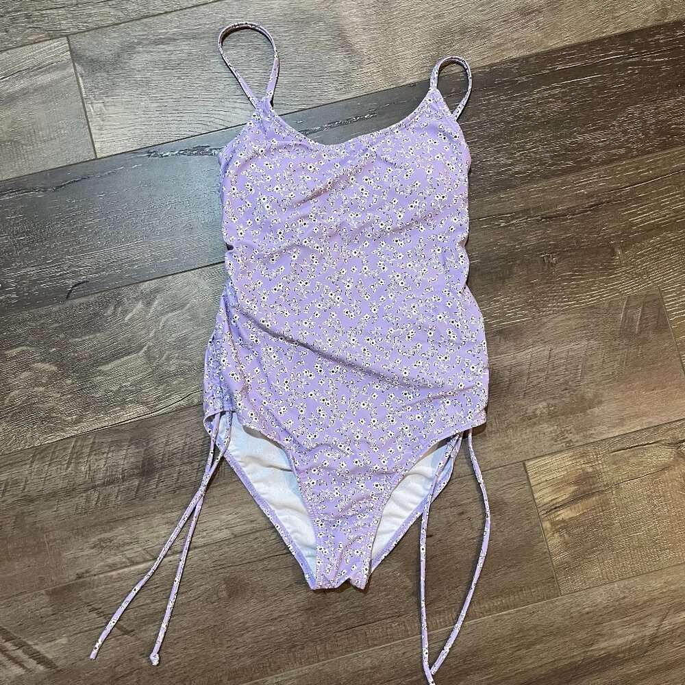 Amazon purple floral one piece swimsuit